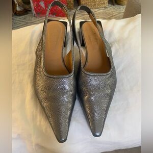 Ganni Elegant mealic Silver Slingback